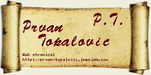 Prvan Topalović vizit kartica